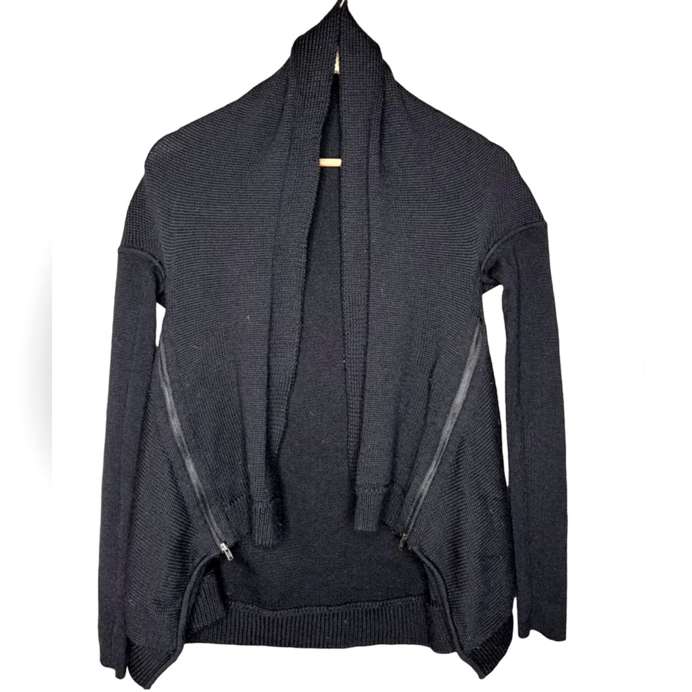 Lululemon wrap it up black‎ cardigan sweater in soft merino wool size 8-10